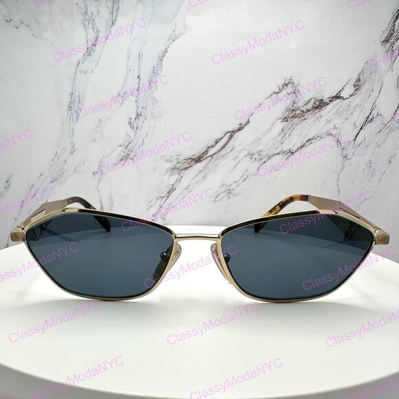 New PRADA Sunglasses Gold Metal 3D Logo Aviator Cat Eye main image 13